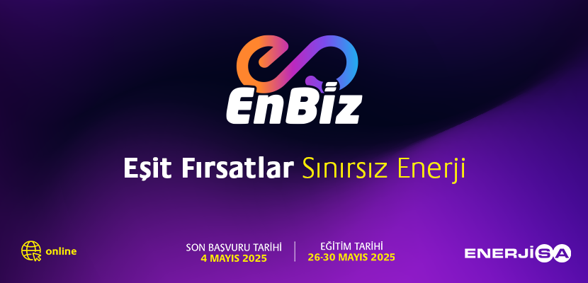 Resim: Mor fon rengi üzerinde ENBİZ Eşit Fırsatlar Sınırsız Enerji yazısı başvuru tarihleri olan görsel.